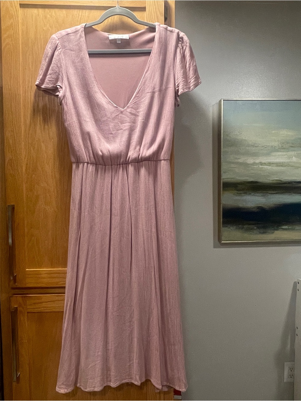 Wayf Dusty Rose V-Neck Midi Dress